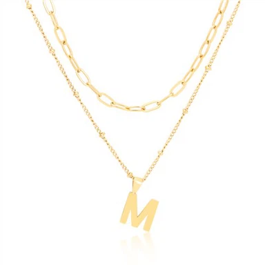 Dubbelt lager initialt halsband