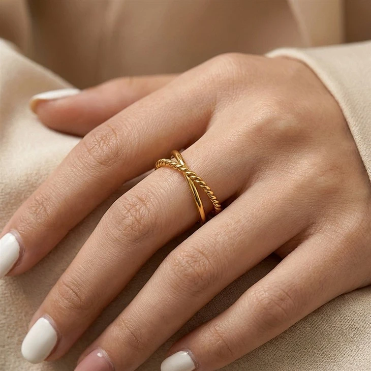 316L rostfritt stål kors öppen ring