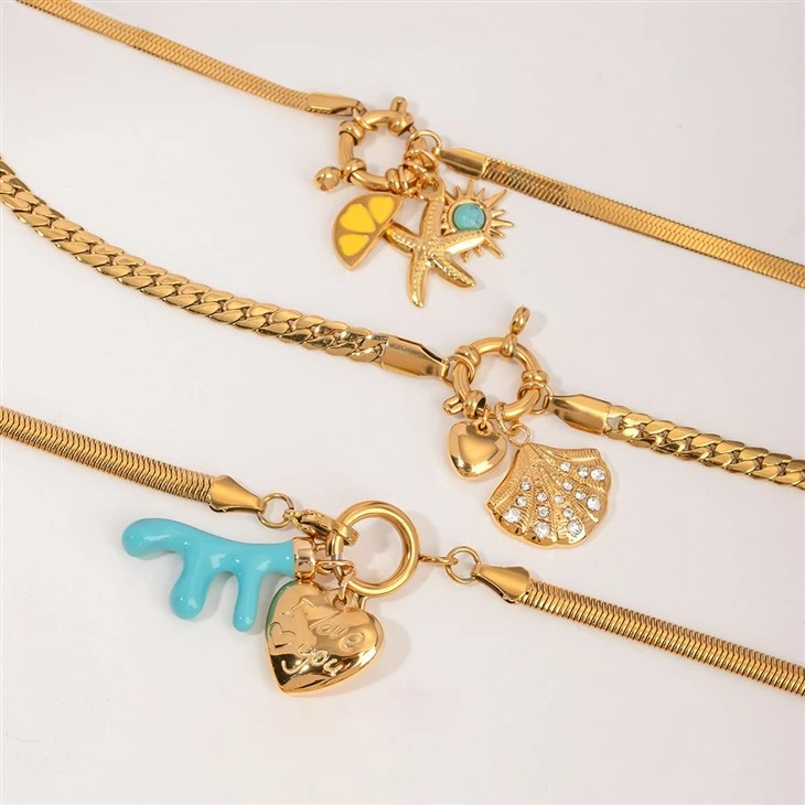 Herringbone Chain Charm Necklace