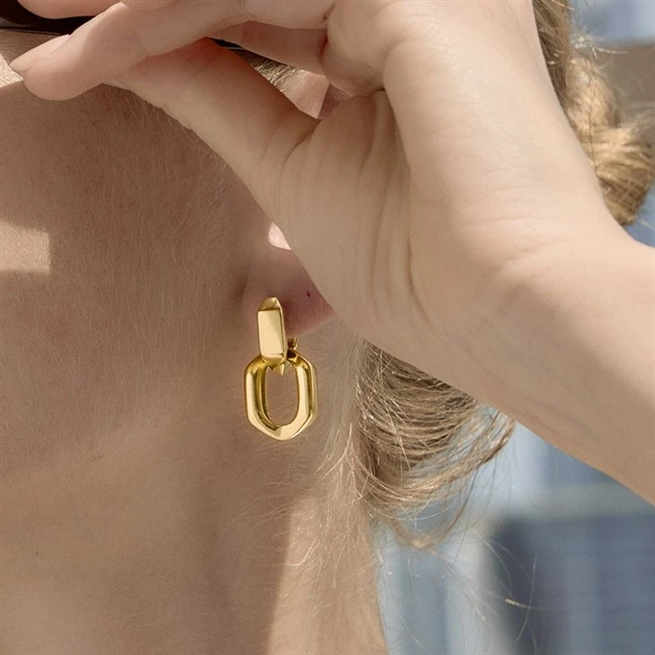 Irregular Hollow Square Huggie Hoop Earrings factory