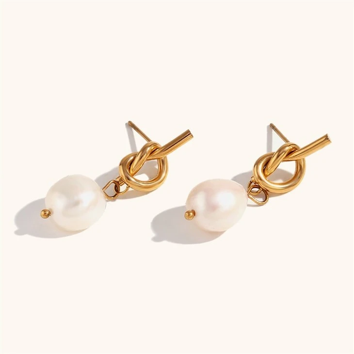 Knot Link Single Pearl Drops high quality