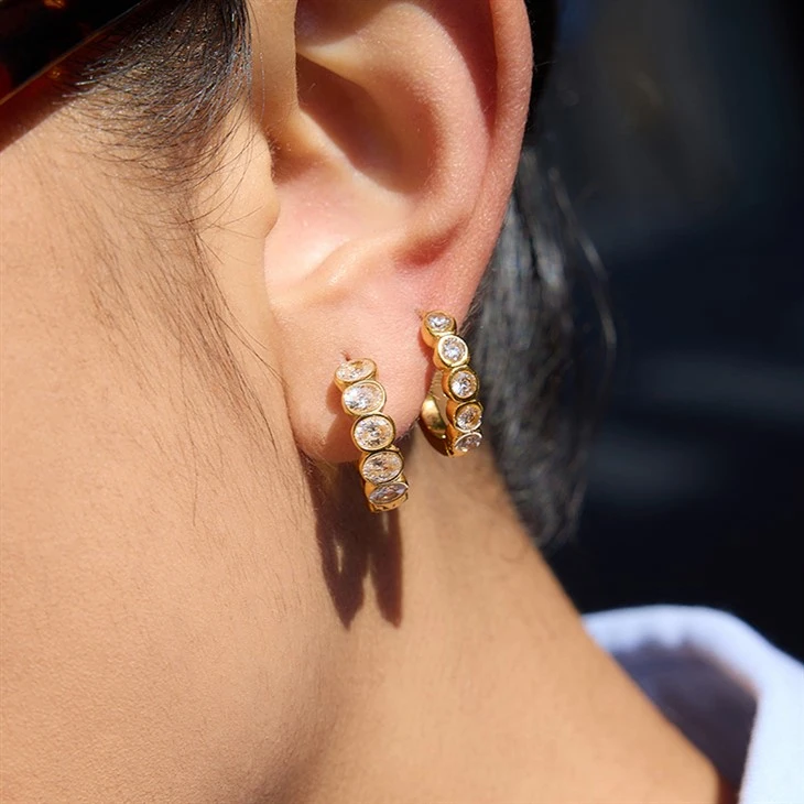 Lyxiga Zircon Hoop Örhängen