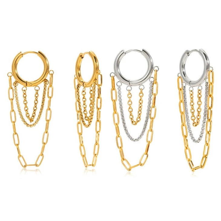 Multi Tassel Chain Hoop Earrings factory