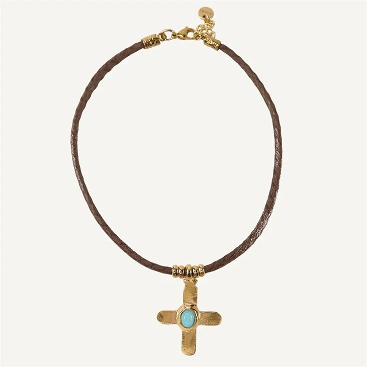 Natural Stone Cross Braided Rope Necklace best