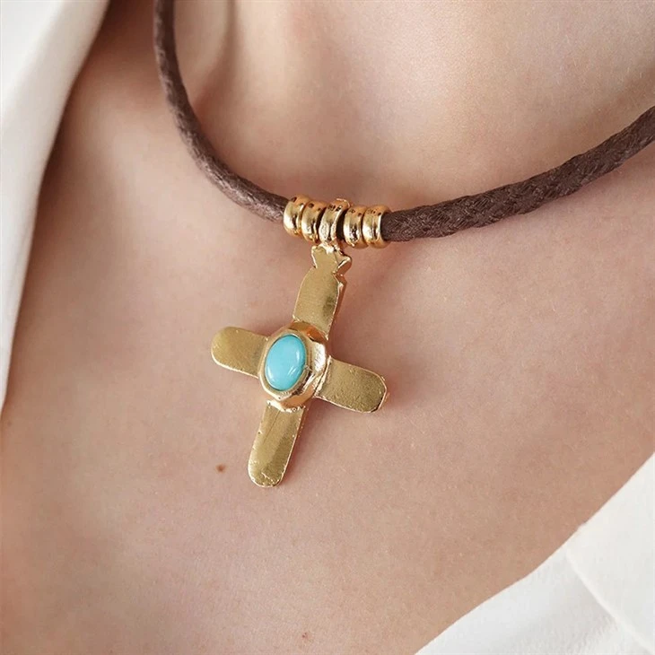 Natural Stone Cross Braided Rope Necklace best