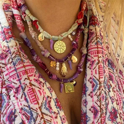 Multi Charm Boho hänge halsband