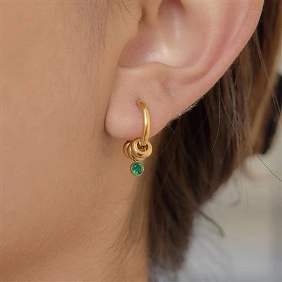 Single CZ Charm Hoop örhängen