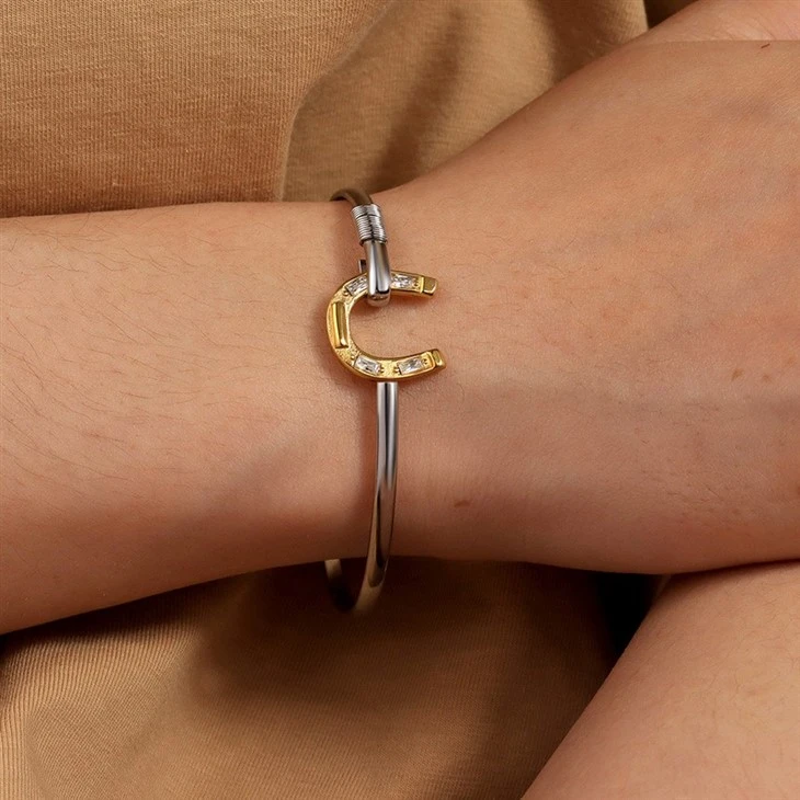 U Shape Two Tone Bangle